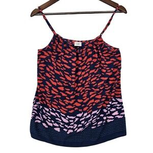 CABI Women's Camisole Size Small Relaxed Tank Top Shirt Geometric Navy Red EUC